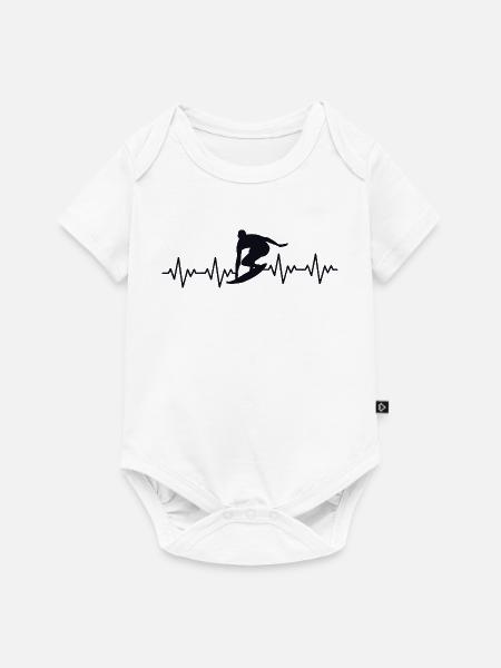 Surfer Surfen EKG Herzschlag - Baby Premium Kurzarmbody - Weiß