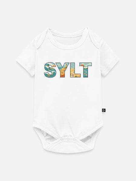 SYLT – Inselleben im Buchstaben-Design - Baby Premium Kurzarmbody - Weiß