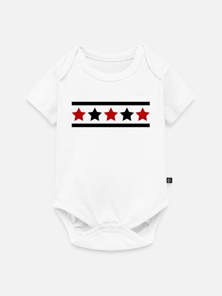 Sterne Muster - Baby Premium Kurzarmbody - Weiß