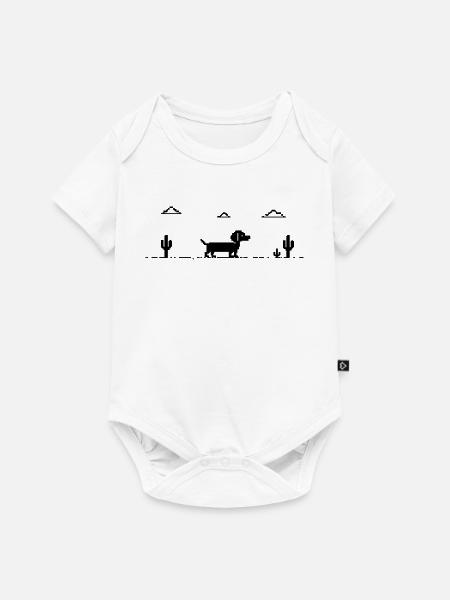 Dackel Dachshund Retro Pixel-Art - Baby Premium Kurzarmbody - Weiß