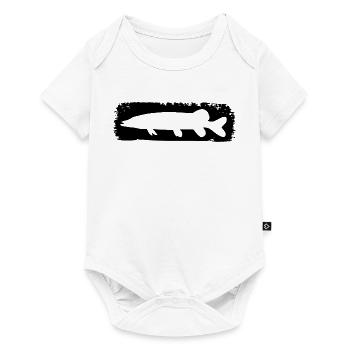 Hecht im Farbstrich - schwarz - Baby Premium Kurzarmbody - Weiß - Vorne