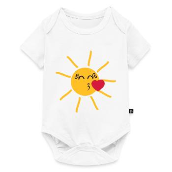 strahlende Sonne mit Kussmund und Herz - Baby Premium Kurzarmbody - Weiß - Vorne