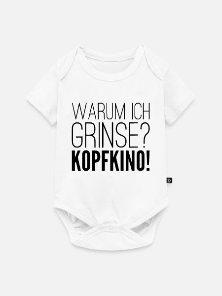 Warum ich grinse? KOPFKINO! - Baby Premium Kurzarmbody - Weiß