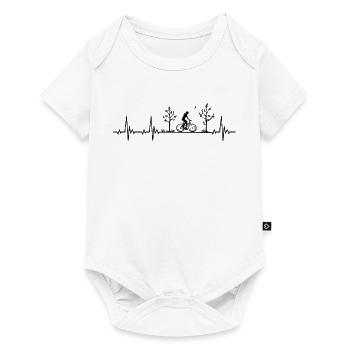Bicycle heartbeat with female cyclist in nature - Baby Premium short-sleeve bodysuit - white - Front