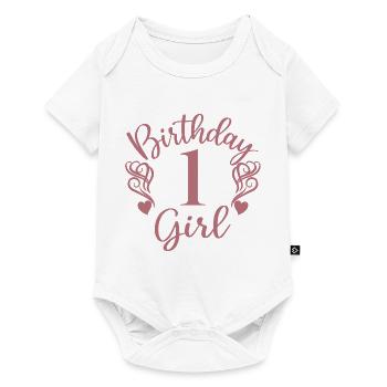 1. Geburtstag Mädchen, 1 Jahr altes Geschenk für Kinder - Baby Premium Kurzarmbody - Weiß - Vorne