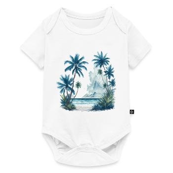 Watercolor Painting of a Beach with Palm Trees - Baby Premium short-sleeve bodysuit - white - Front