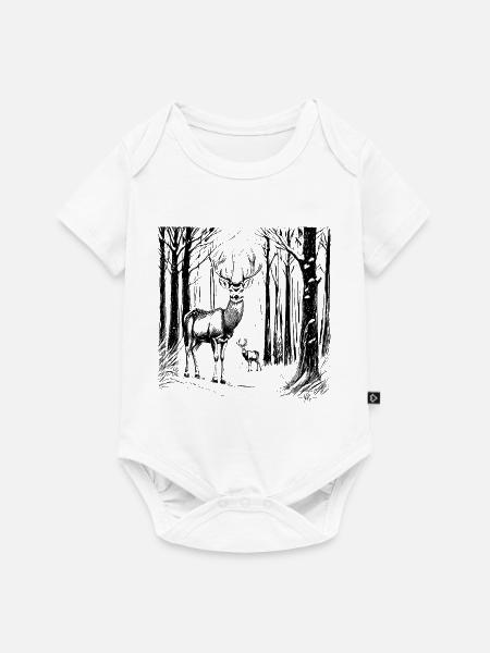 Hirsche im Schnee - Baby Premium Kurzarmbody - Weiß