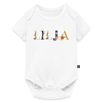 Le nom de LILJA décoré de fleurs - Body à manches courtes Premium Bébé - blanc - Devant