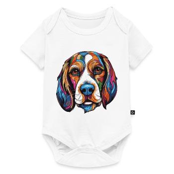 Portrait de chien beagle - Body à manches courtes Premium Bébé - blanc - Devant