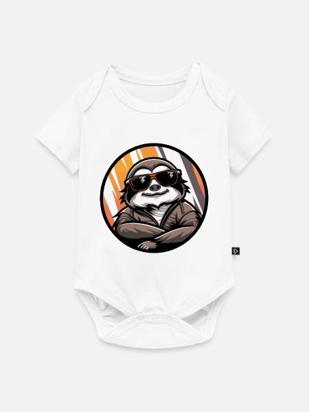 Faultier Cool Comic - Baby Premium Kurzarmbody - Weiß