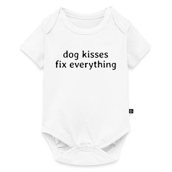 Dog Kisses Fix Everything – Spruch Sprüche Hund - Baby Premium Kurzarmbody - Weiß - Vorne