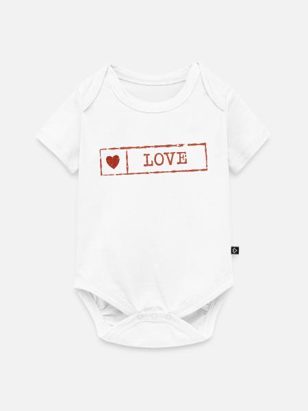 Rustikaler Herz-Liebesstempel - Baby Premium Kurzarmbody - Weiß