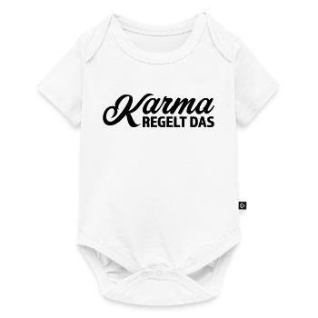 Karma regelt das Spruch T-Shirt - Baby Premium Kurzarmbody - Weiß - Vorne