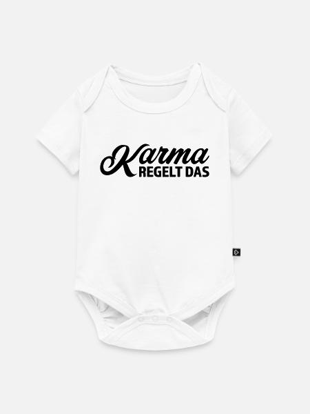 Karma regelt das Spruch T-Shirt - Baby Premium Kurzarmbody - Weiß