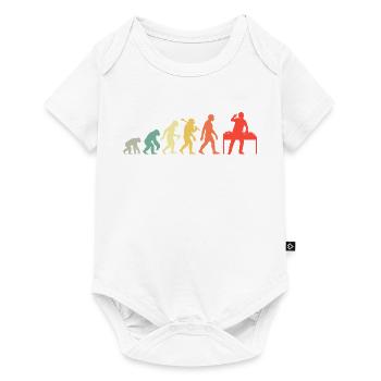 DJ Evolution Deejay Disc-Jockey Mischpult + Venyl - Baby Premium Kurzarmbody - Weiß - Vorne