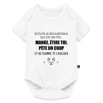 écoute le bouledogue - Body à manches courtes Premium Bébé - blanc - Devant