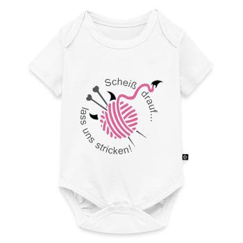 Stricken Hobby Handarbeit Stricknadel Geschenk - Baby Premium Kurzarmbody - Weiß - Vorne