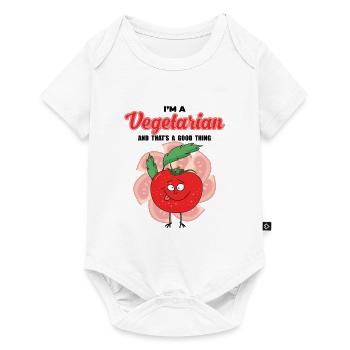 Cute funny vegetarian tomato tea. vegetarian Toma - Baby Premium short-sleeve bodysuit - white - Front