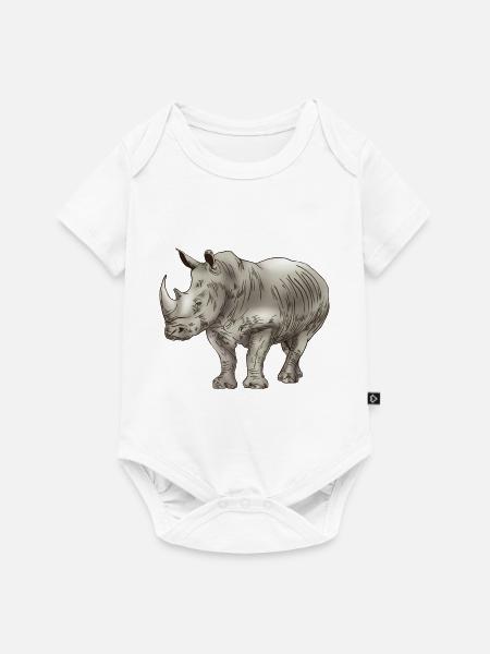 Nashorn Dickhäuter Rhino - Baby Premium Kurzarmbody - Weiß
