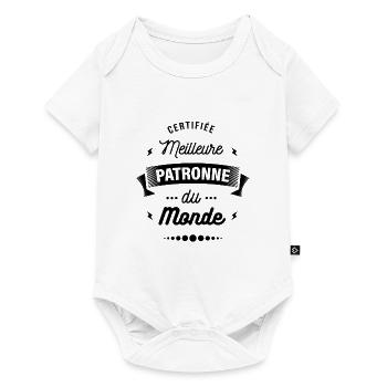 CERTIFIÉE MEILLEURE PATRONNE DU MONDE - Body à manches courtes Premium Bébé - blanc - Devant
