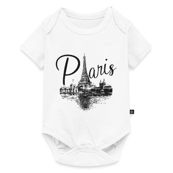 Paris Art Drawing Black White Eiffel - Baby Premium short-sleeve bodysuit - white - Front