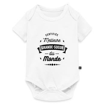 CERTIFIÉE MEILLEURE GRANDE SOEUR DU MONDE - Body à manches courtes Premium Bébé - blanc - Devant