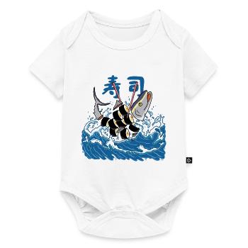 Sushi de thon dans la vague - Body à manches courtes Premium Bébé - blanc - Devant