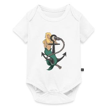 Mermaid Anchor Girl Sitting Ocean - Baby Premium short-sleeve bodysuit - white - Front
