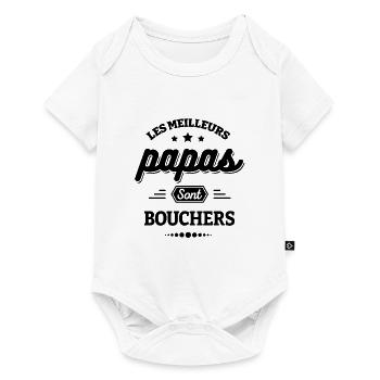 LES MEILLEURS PAPAS SONT BOUCHERS - Body à manches courtes Premium Bébé - blanc - Devant