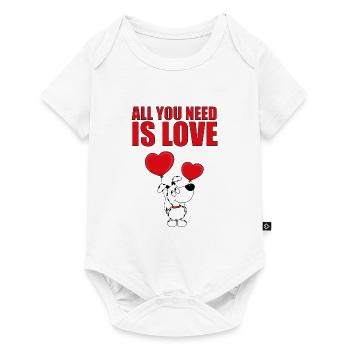 HUND - ALL YOU NEED IS LOVE - Baby Premium Kurzarmbody - Weiß - Vorne