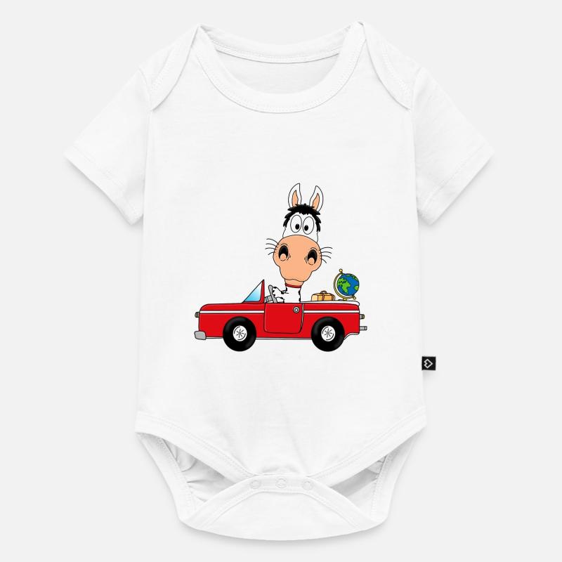 PFERD - AUTO - REISE - TIER - FUN - Baby Premium Kurzarmbody - Weiß