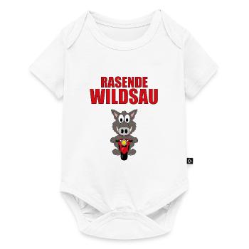 MOTORRAD - BIKER - RASENDE WILDSAU - Baby Premium Kurzarmbody - Weiß - Vorne