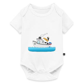 PINGUIN - KAPITÄN - BOOT - SCHIFF - SEEMANN - Baby Premium Kurzarmbody - Weiß - Vorne