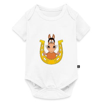 PFERD - HUFEISEN - LIKE - LIKEN - MÖGEN - TIERISCH - Baby Premium Kurzarmbody - Weiß - Vorne