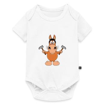 PFERD - HAMMER - HANDWERKER - TIER - TIERISCH - Baby Premium Kurzarmbody - Weiß - Vorne