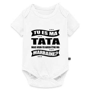 TATA VEUX TU ÊTRE MA MARRAINE ? - Body à manches courtes Premium Bébé - blanc - Devant
