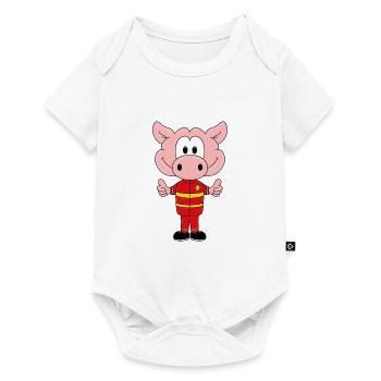 FEUERWEHR - SCHWEIN - TIER - KIND - BABY - Baby Premium Kurzarmbody - Weiß - Vorne
