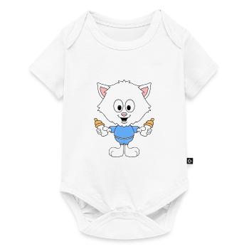 KATZE - CAT - BABY - NACHWUCHS - GEBURT - TIER - Baby Premium Kurzarmbody - Weiß - Vorne