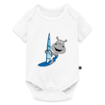 NILPFERD - HIPPO - FLUSSPFERD - WINDSURFER - TIER - Baby Premium Kurzarmbody - Weiß - Vorne