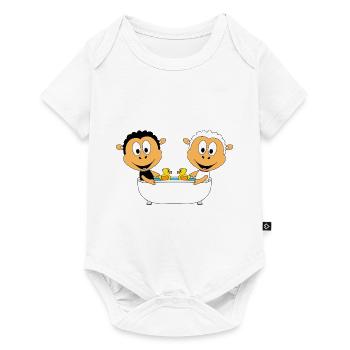 SCHAFE - SHEEPS - BADEWANNE - TIERE - KINDER - Baby Premium Kurzarmbody - Weiß - Vorne