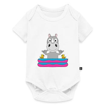 PLANSCHBECKEN - POOL - SOMMER - SHAKA - HIPPO - Baby Premium Kurzarmbody - Weiß - Vorne