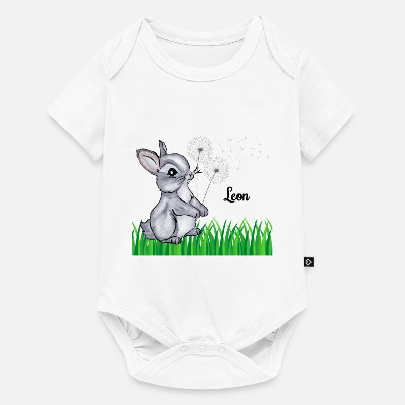 Hase Name Geschenk Leon - Baby Premium Kurzarmbody - Weiß