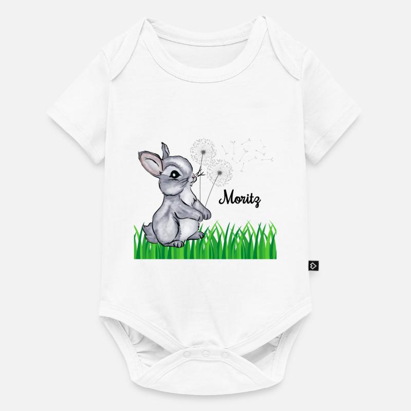 Hase Name Geschenk Moritz - Baby Premium Kurzarmbody - Weiß