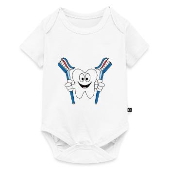 ZAHN - ZAHNARZT - ZAHNBÜRSTEN - KIND - BABY - Baby Premium Kurzarmbody - Weiß - Vorne