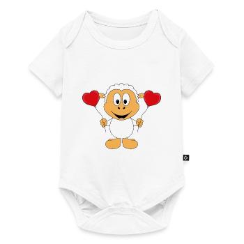 SCHAF - LIEBE - LUFTBALLONS - HERZEN - TIER - BABY - Baby Premium Kurzarmbody - Weiß - Vorne