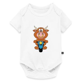 BULLE - RIND - STIER - KUH - MOTORRAD - PIERCING - Baby Premium Kurzarmbody - Weiß - Vorne