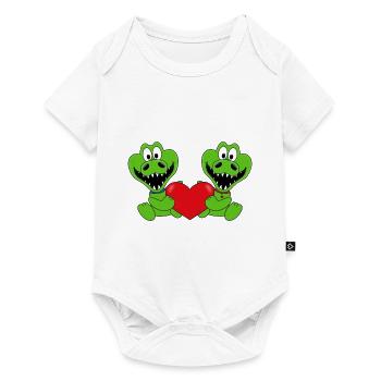 KROKODILE - TIERE - KIND - BABY - LIEBE - Baby Premium Kurzarmbody - Weiß - Vorne