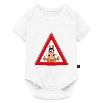 ACHTUNG PFERD - TIER - REITEN - PFERDESPORT - Baby Premium Kurzarmbody - Weiß - Vorne