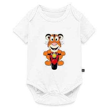 TIGER - MOTORRAD - TIER - KIND - BABY - Baby Premium Kurzarmbody - Weiß - Vorne