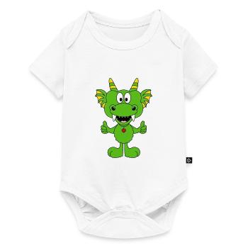 DRACHE - TIER - KIND - BABY - Baby Premium Kurzarmbody - Weiß - Vorne
